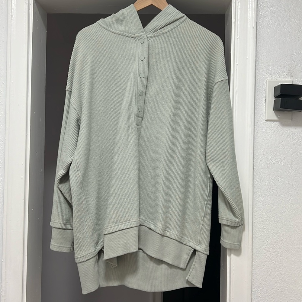 Teal hoodie with buttons